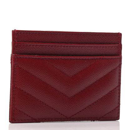 Saint Laurent Grain De Poudre Matelasse Chevron Monogram Credit Card Case Opyum Red 2 of 3