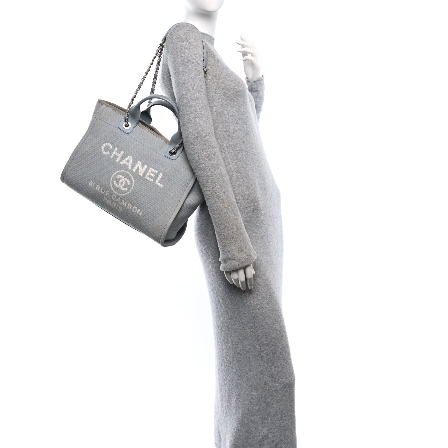 Chanel Mixed Fibers Small Deauville Tote Light Blue 3 of 13