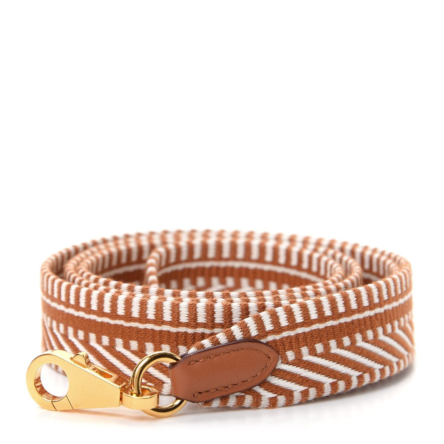 Hermes Toile Swift 25mm Sangle ZigZag Shoulder Strap Gold White 1 of 5