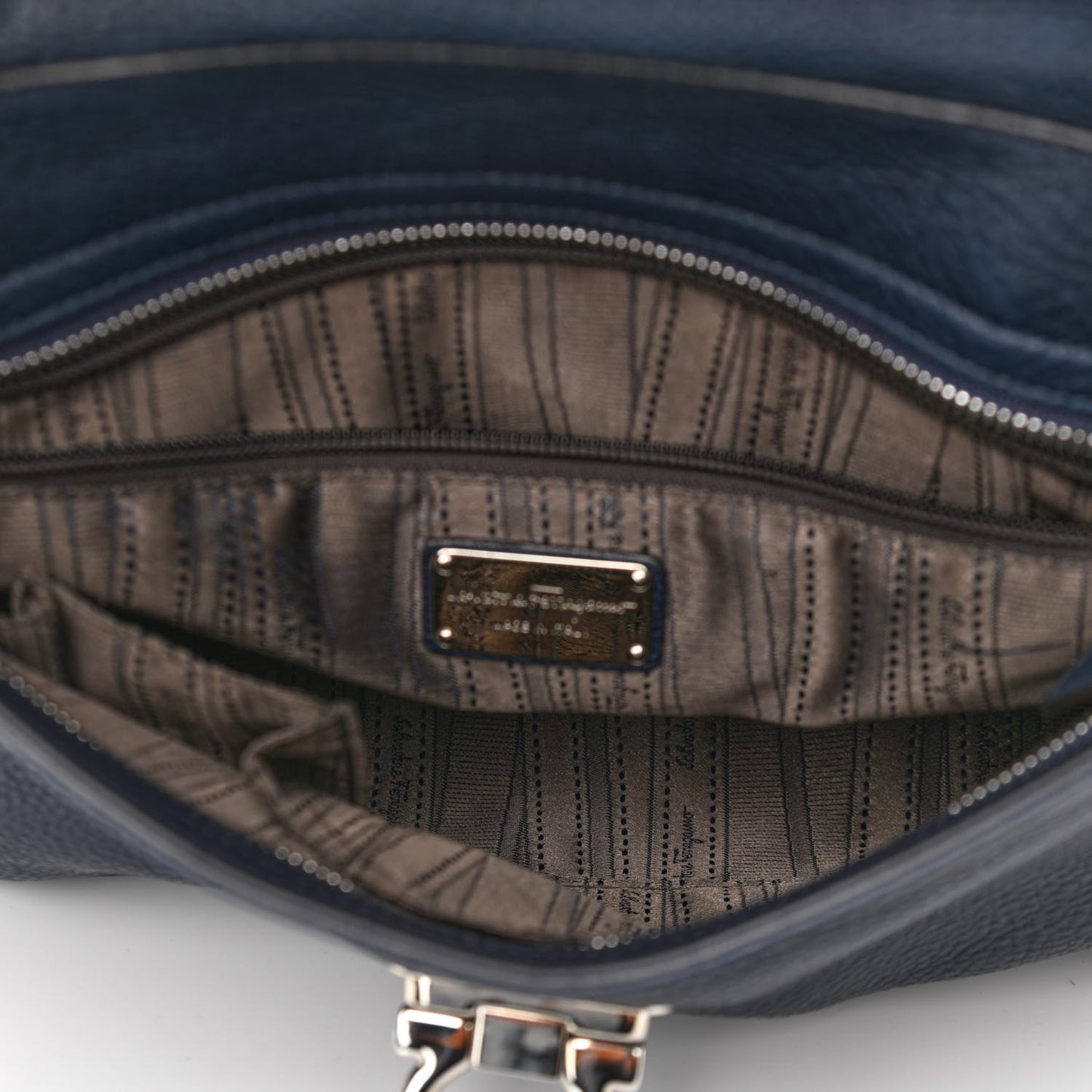Grained Calfskin Sofia Satchel Navy