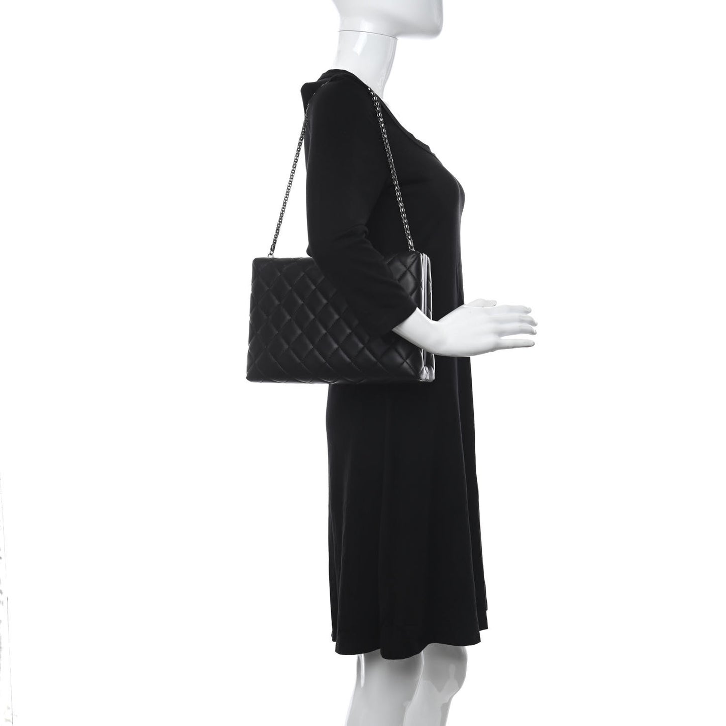 Lambskin Quilted Kisslock Minaudiere Black