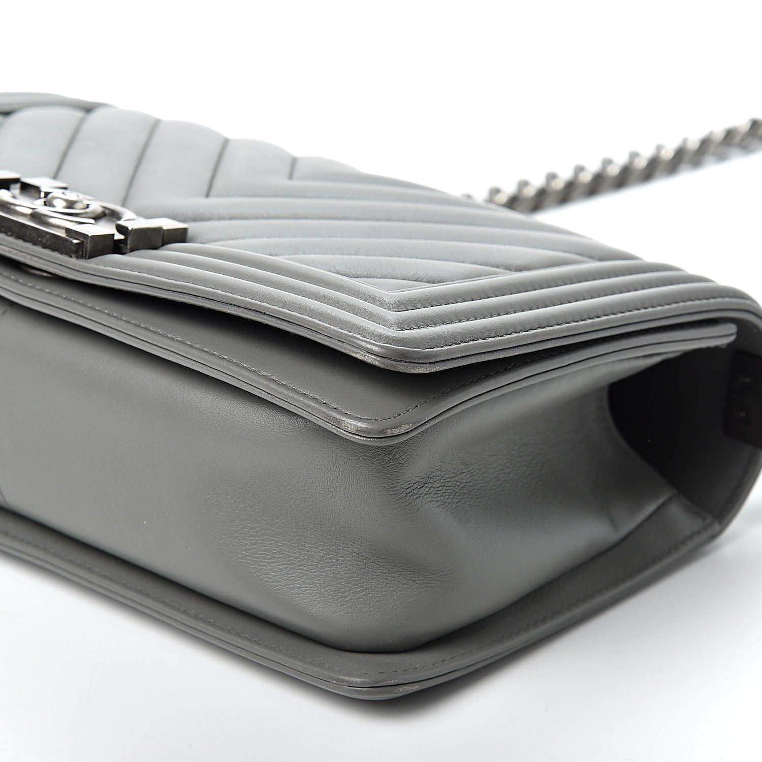 Chanel Calfskin Chevron Quilted Medium Boy Flap Grey 9 of 9