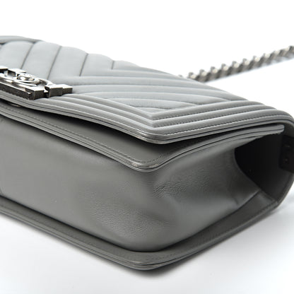 Chanel Calfskin Chevron Quilted Medium Boy Flap Grey 9 of 9
