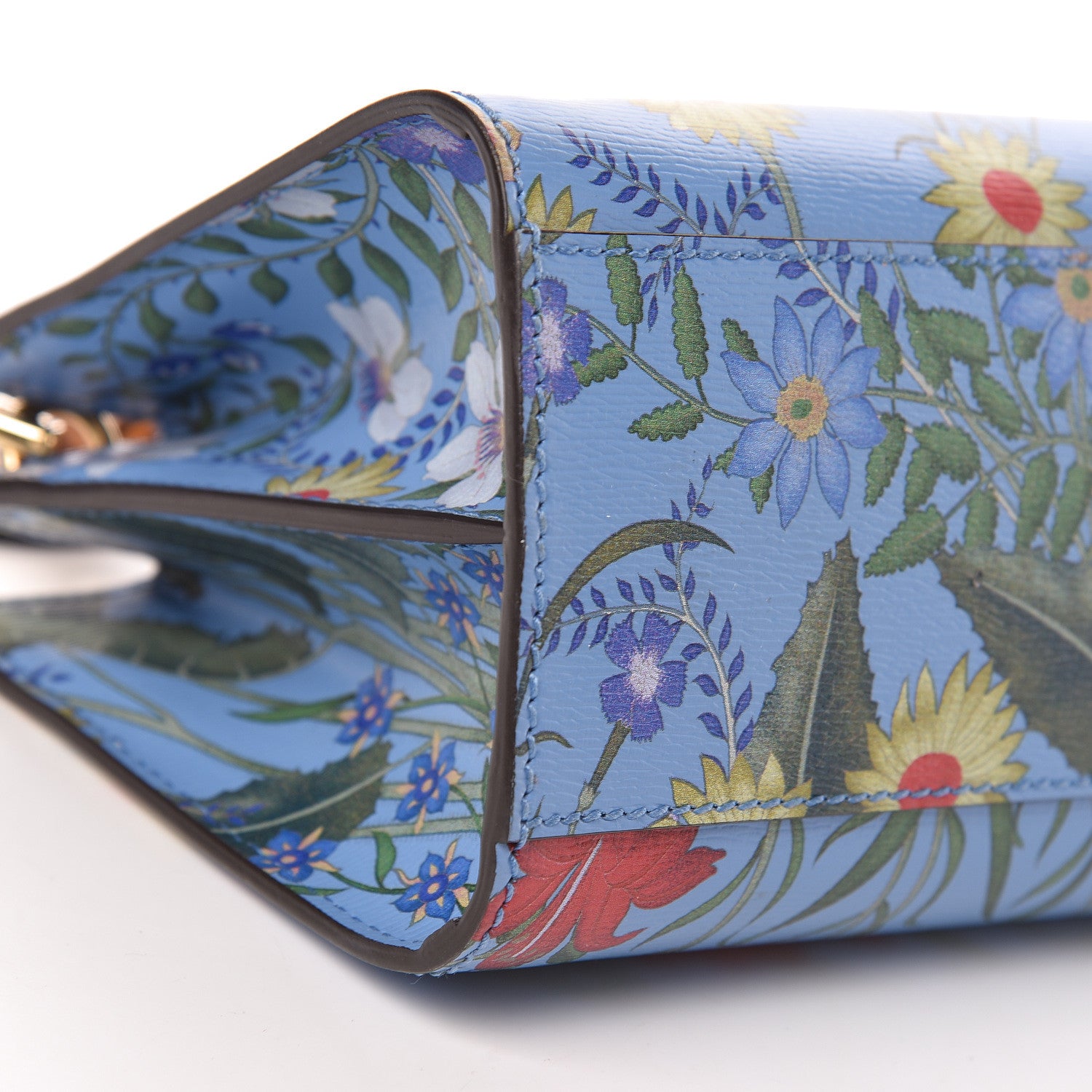 Gucci Calfskin Bamboo Web New Flora Mini Nymphaea Top Handle Bag Azure 10 of 11