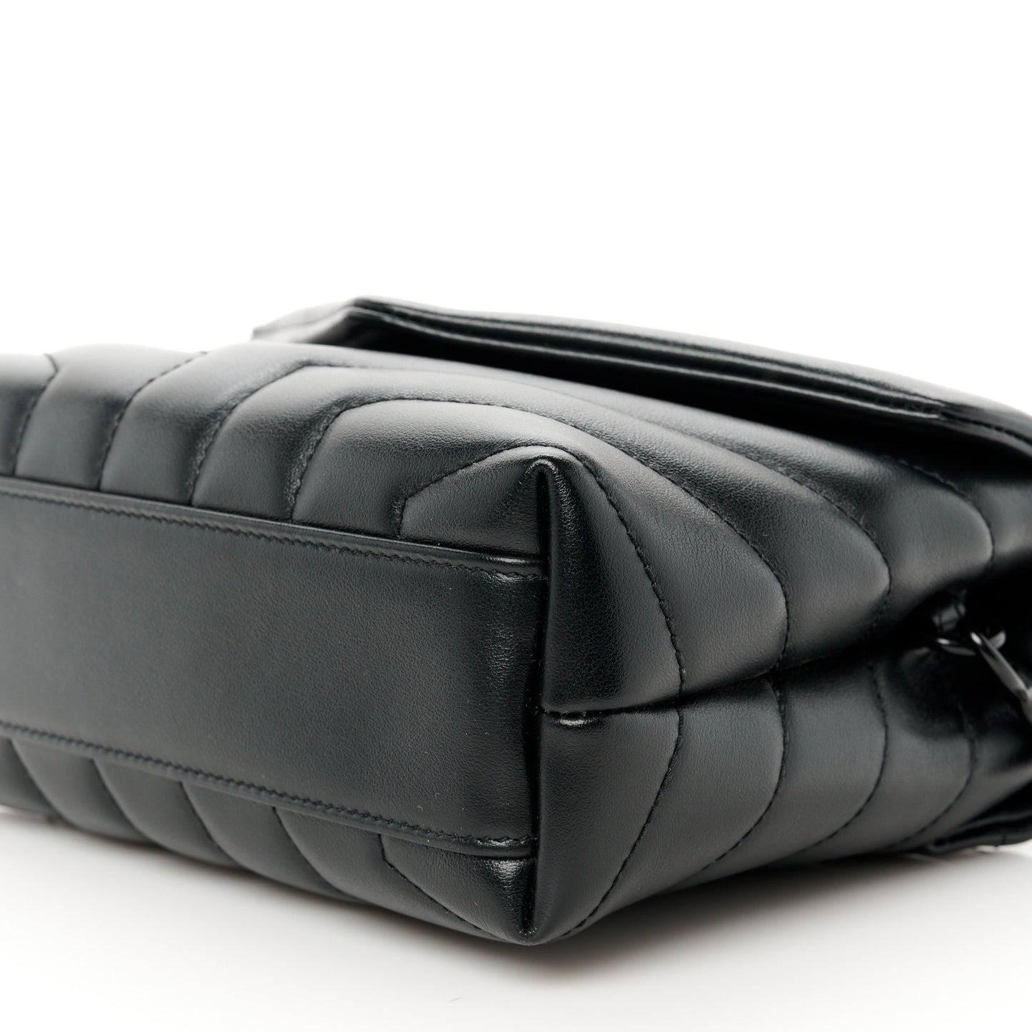 Calfskin Y Quilted Monogram Monochrome Toy Loulou Crossbody Bag Black