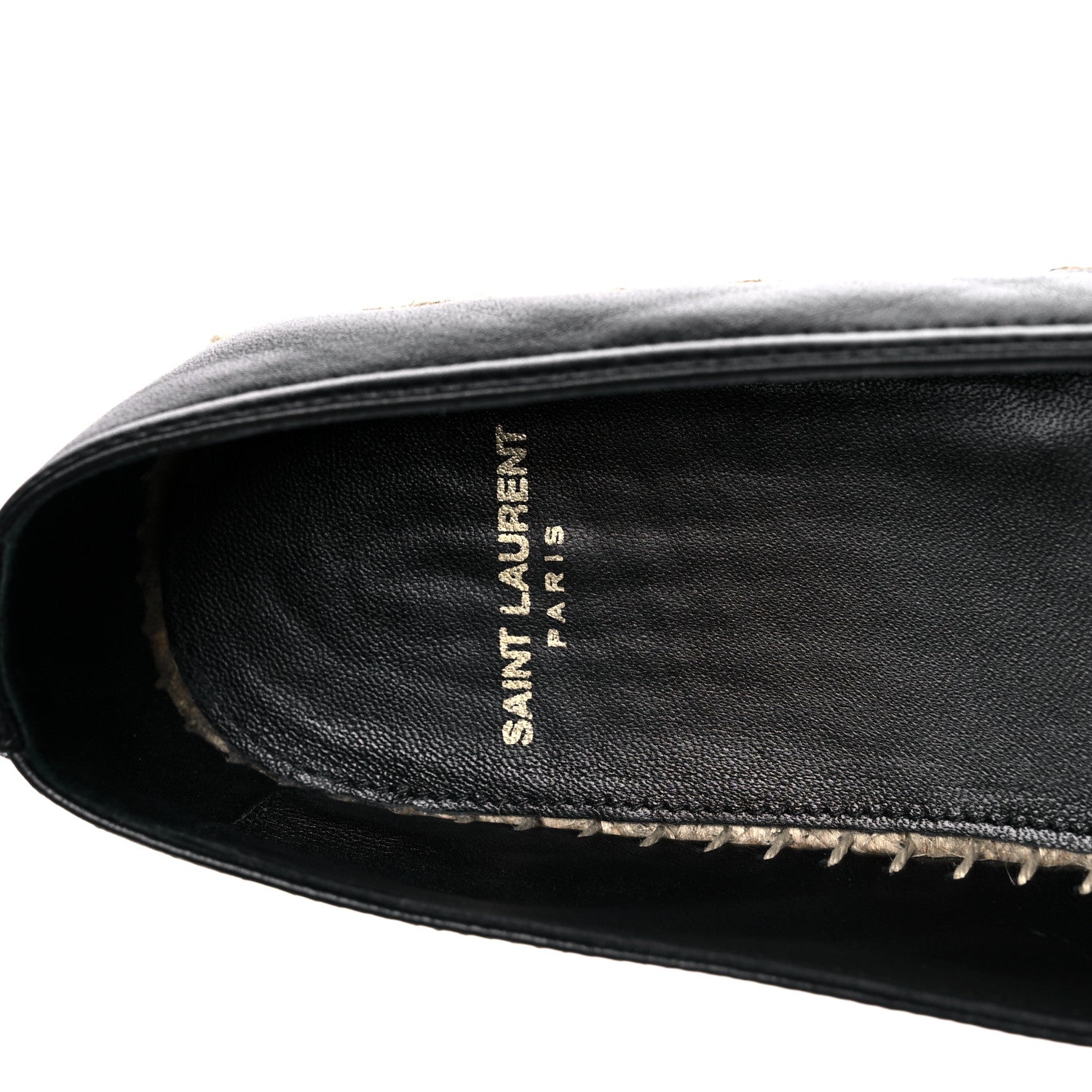 Saint Laurent Lambskin Monogram Espadrilles 38 Black 7 of 9