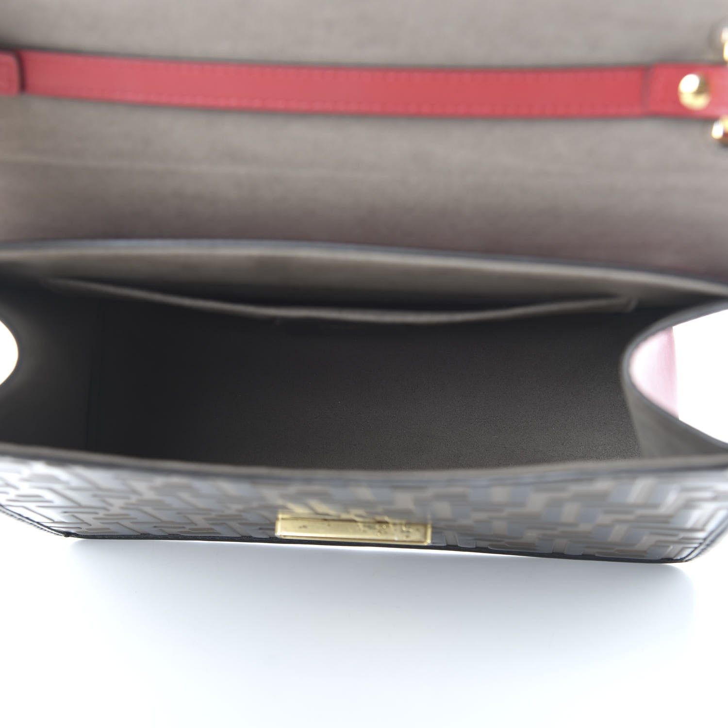 Fendi Vitello Century F is Fendi Bi-Color FF 1974 Embossed Kan I Shoulder Bag Fragola Maya Black 6 of 12