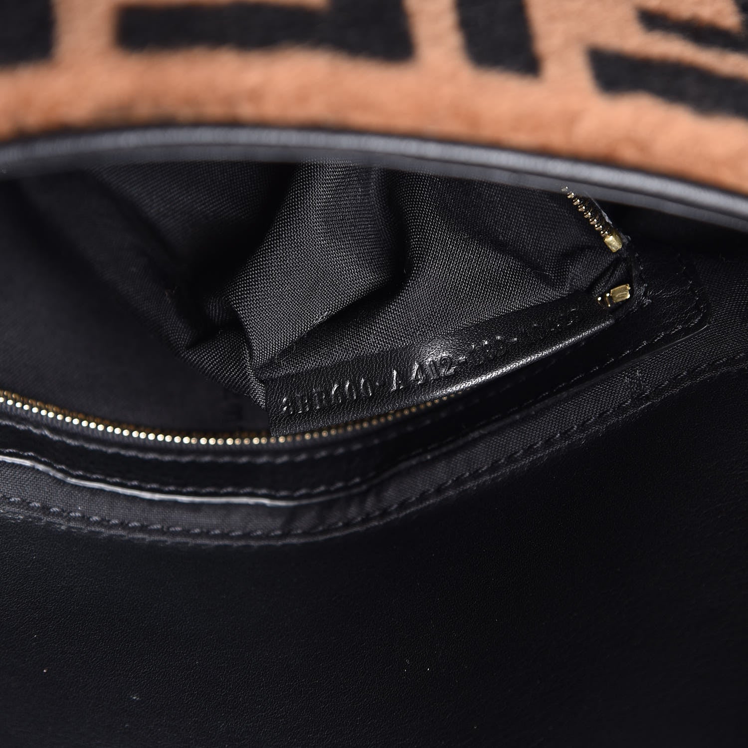 Fendi Shearling Vitello Dolce Macro FF 1974 Baguette Tobacco Black 10 of 10