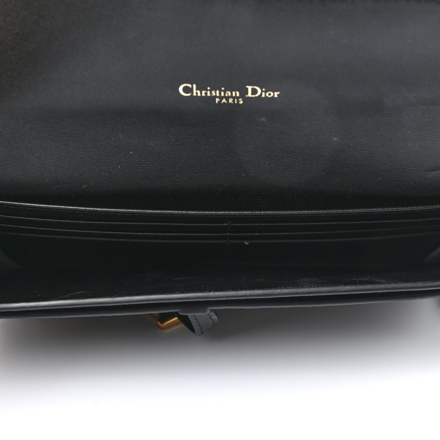 Grained Calfskin Saddle Chain Wallet Pouch Black