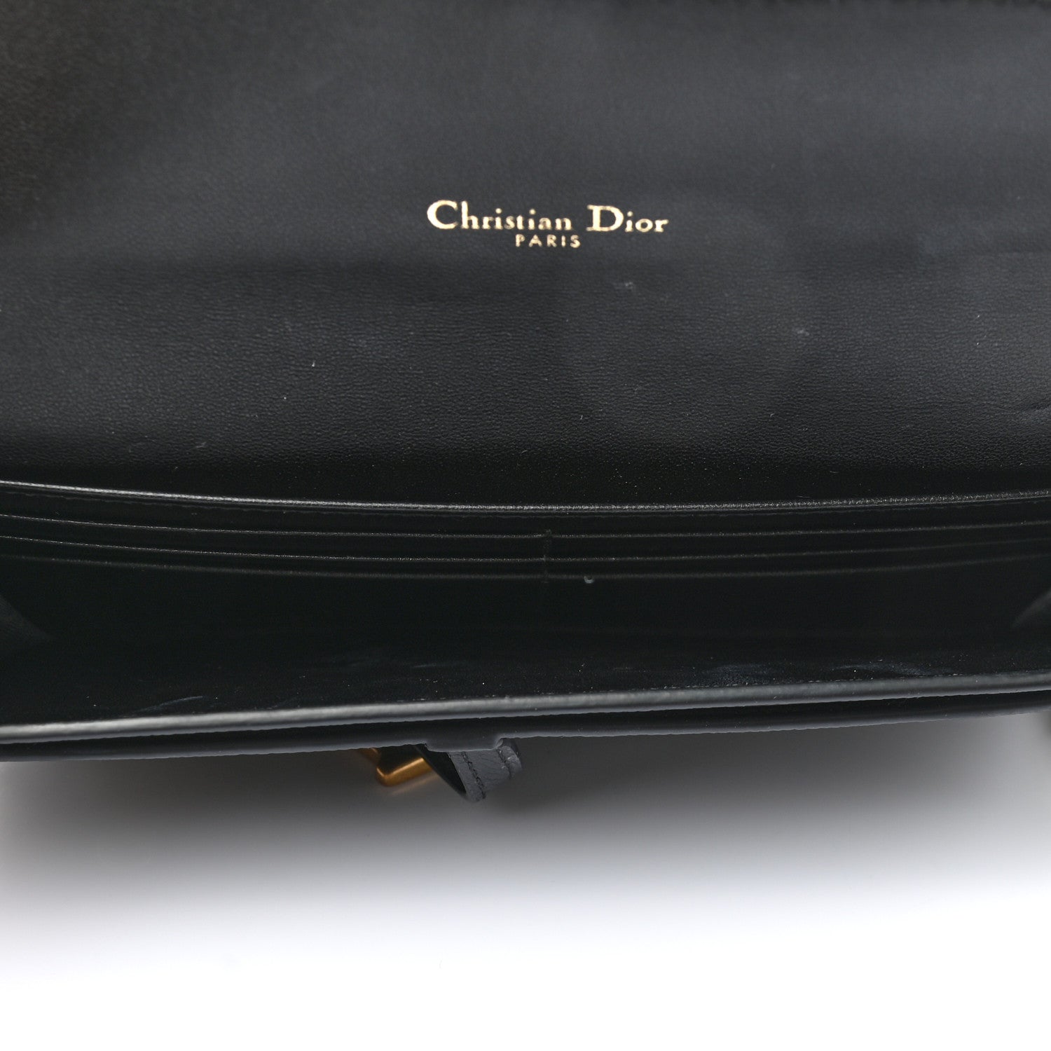 Christian Dior Grained Calfskin Saddle Chain Wallet Pouch Black 6 of 11