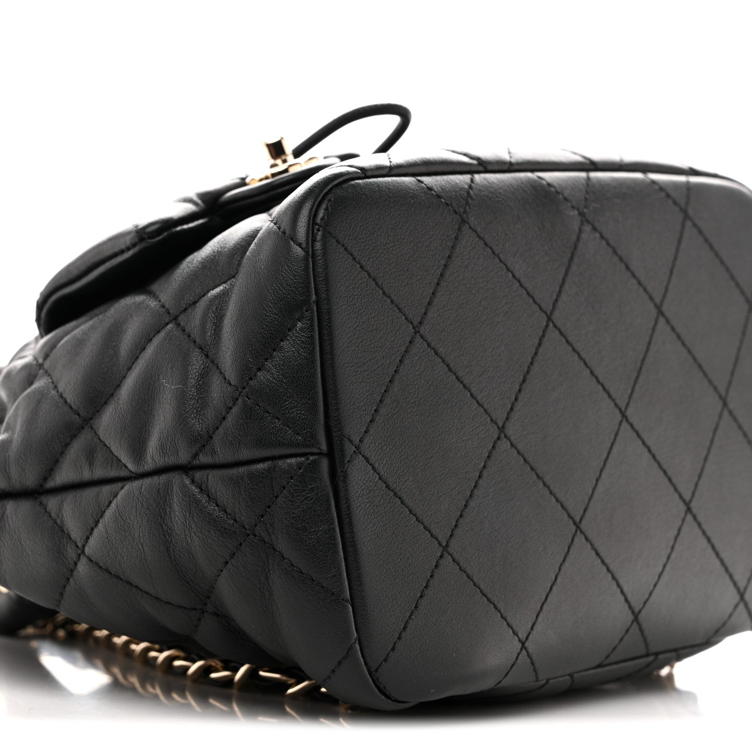 Chanel Lambskin Quilted Double Pocket Drawstring Backpack Black 9 of 10