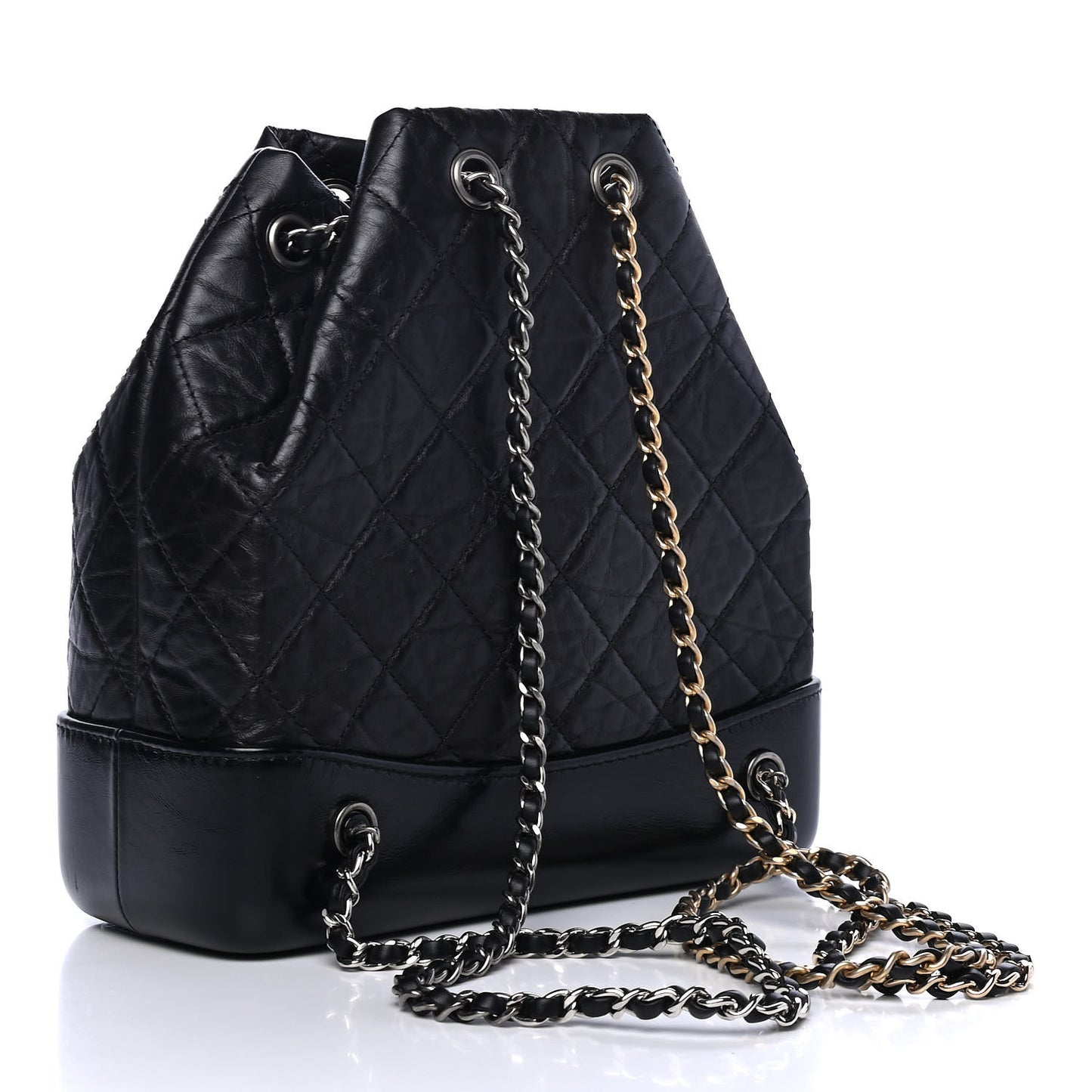 Aged Calfskin Quilted Small Gabrielle Backpack Black