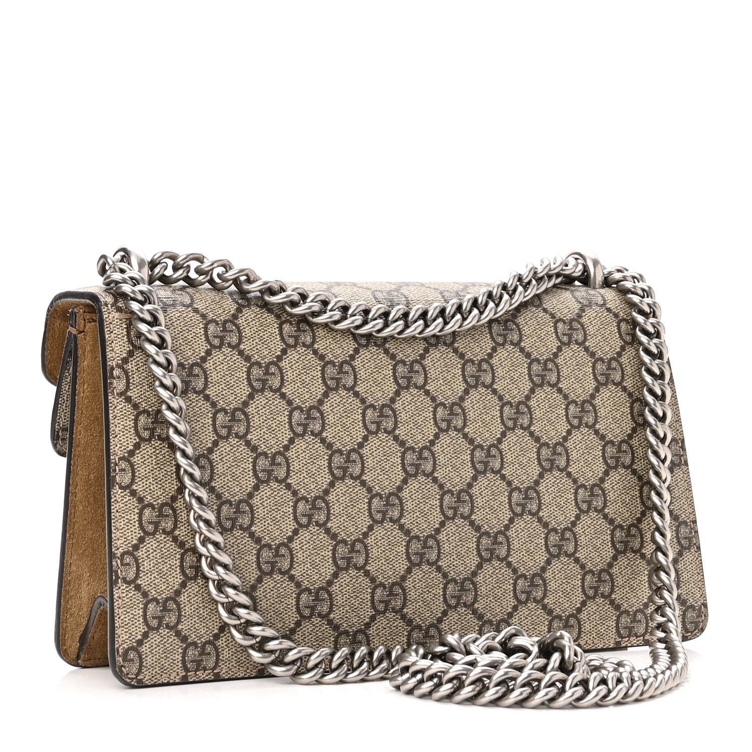 Gucci GG Supreme Monogram Suede Crystal Small Dionysus Shoulder Bag Beige Ebony Taupe 3 of 11