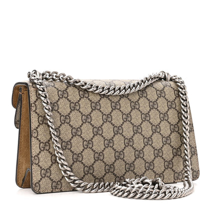 Gucci GG Supreme Monogram Suede Crystal Small Dionysus Shoulder Bag Beige Ebony Taupe 3 of 11