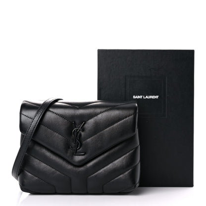 Saint Laurent Calfskin Y Quilted Monogram Toy Loulou Crossbody Bag Black 10 of 10