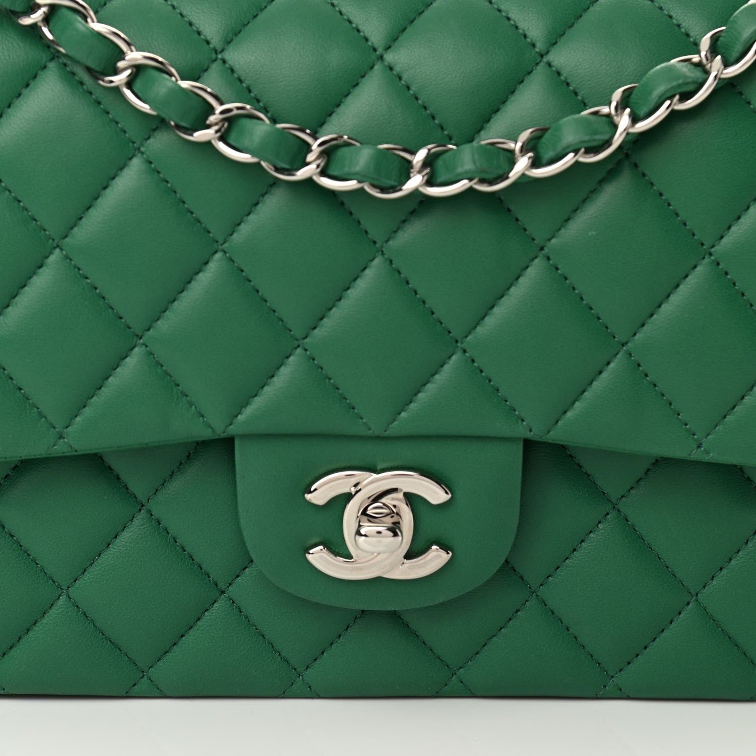 Chanel Lambskin Quilted Medium Double Flap Green 8 of 12