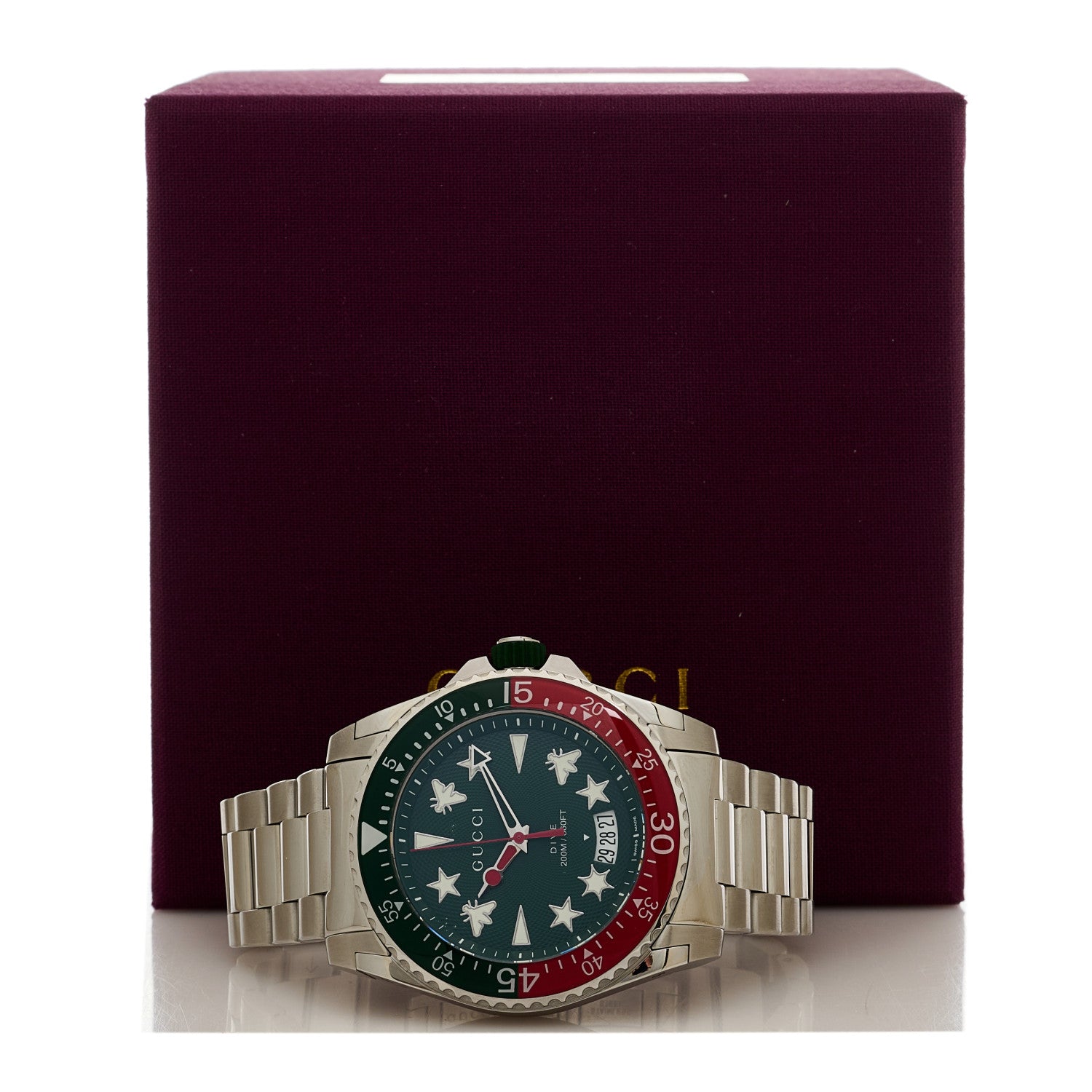 Gucci Stainless Steel 45mm Dive Quartz Watch Green 5 of 5