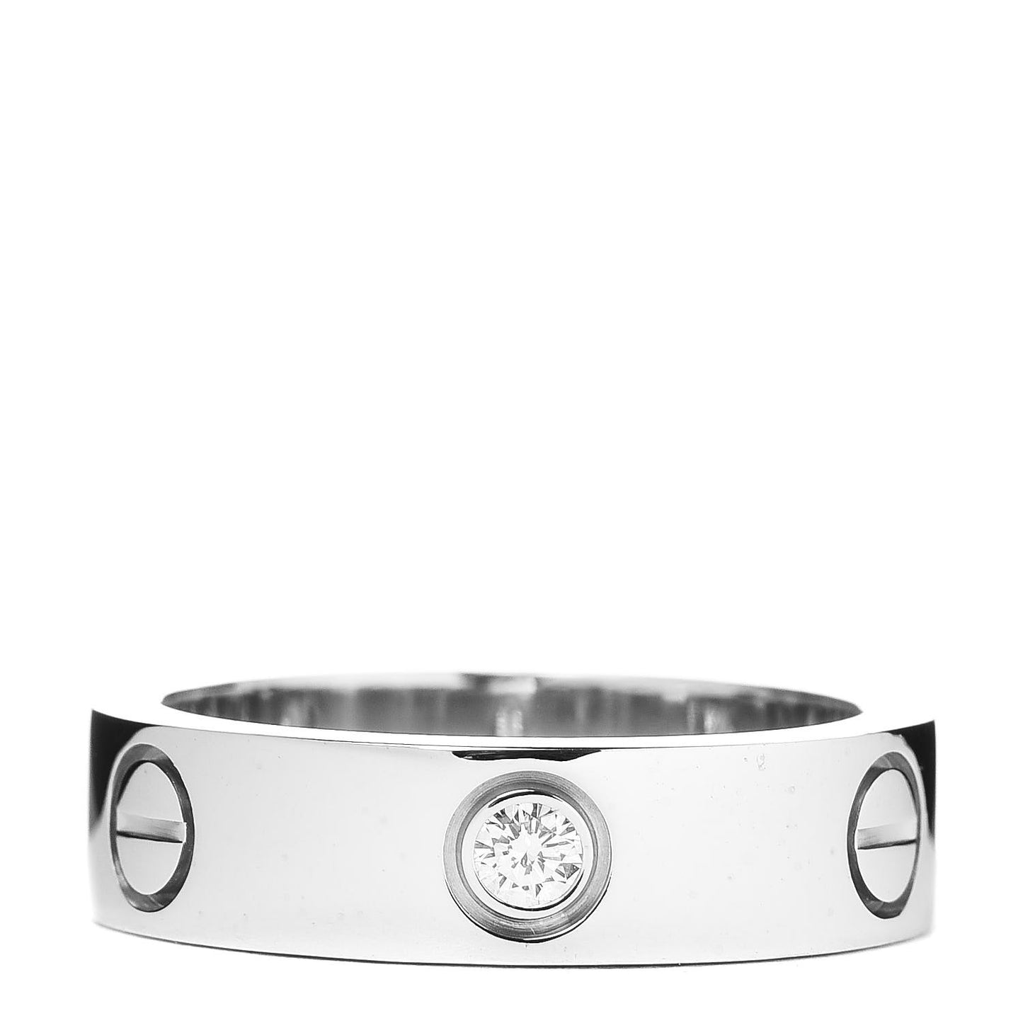 18K White Gold 3 Diamond 5.5mm LOVE Ring 55 7.25