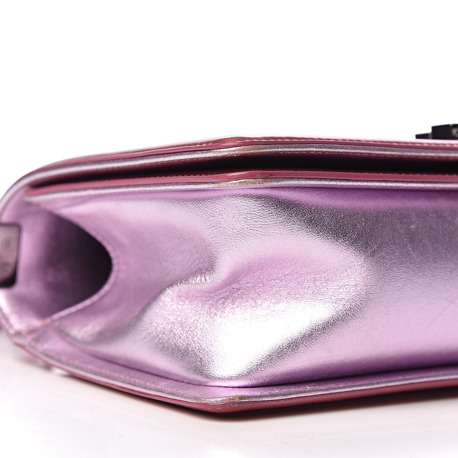 Chanel Metallic Patent Calfskin Quilted Medium Boy Flap Light Pink 8 of 17