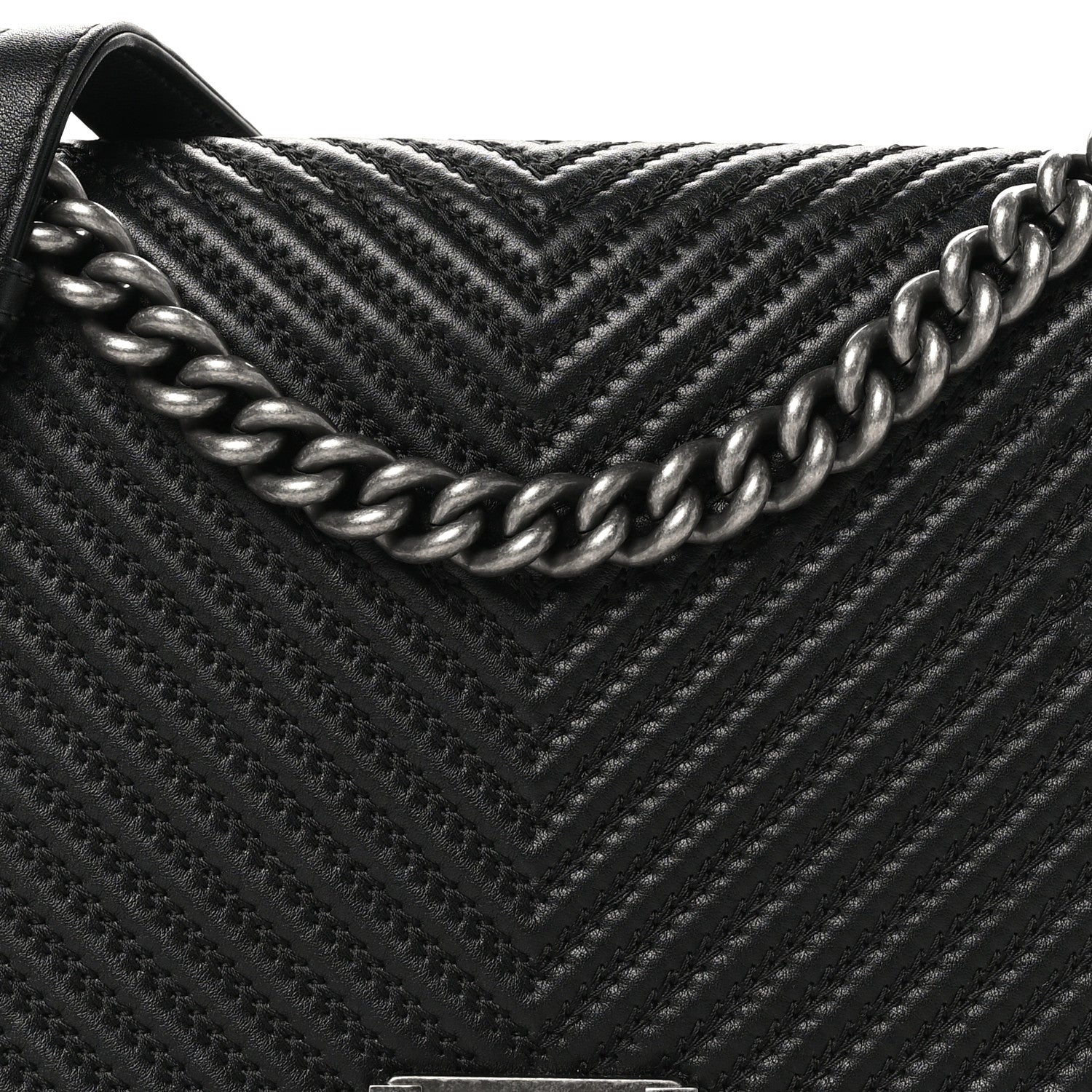 Chanel Calfskin Chevron Quilted New Medium Braided Boy Flap Black 8 of 11