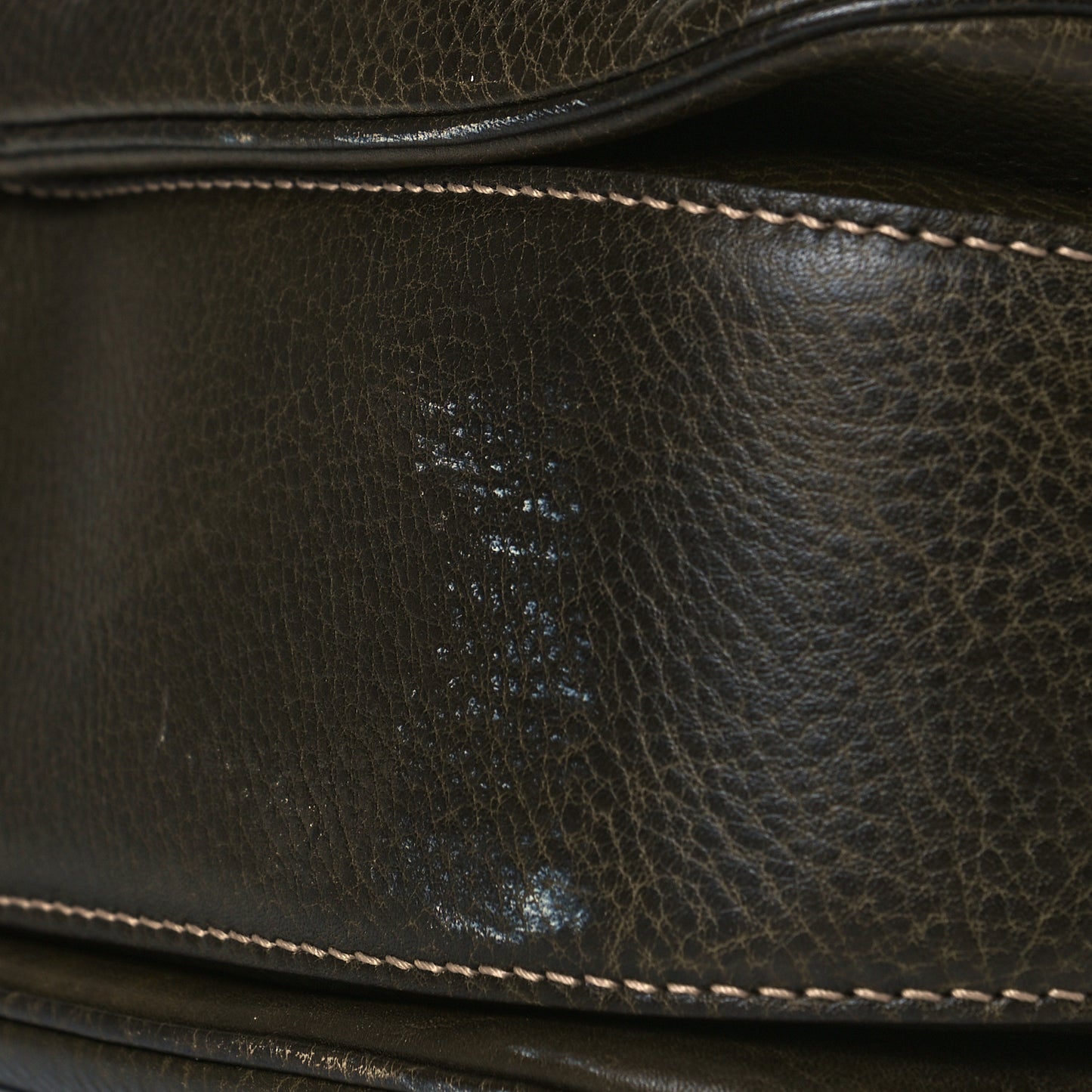 Calfskin Large New Bamboo Top Handle Bag Olive Green