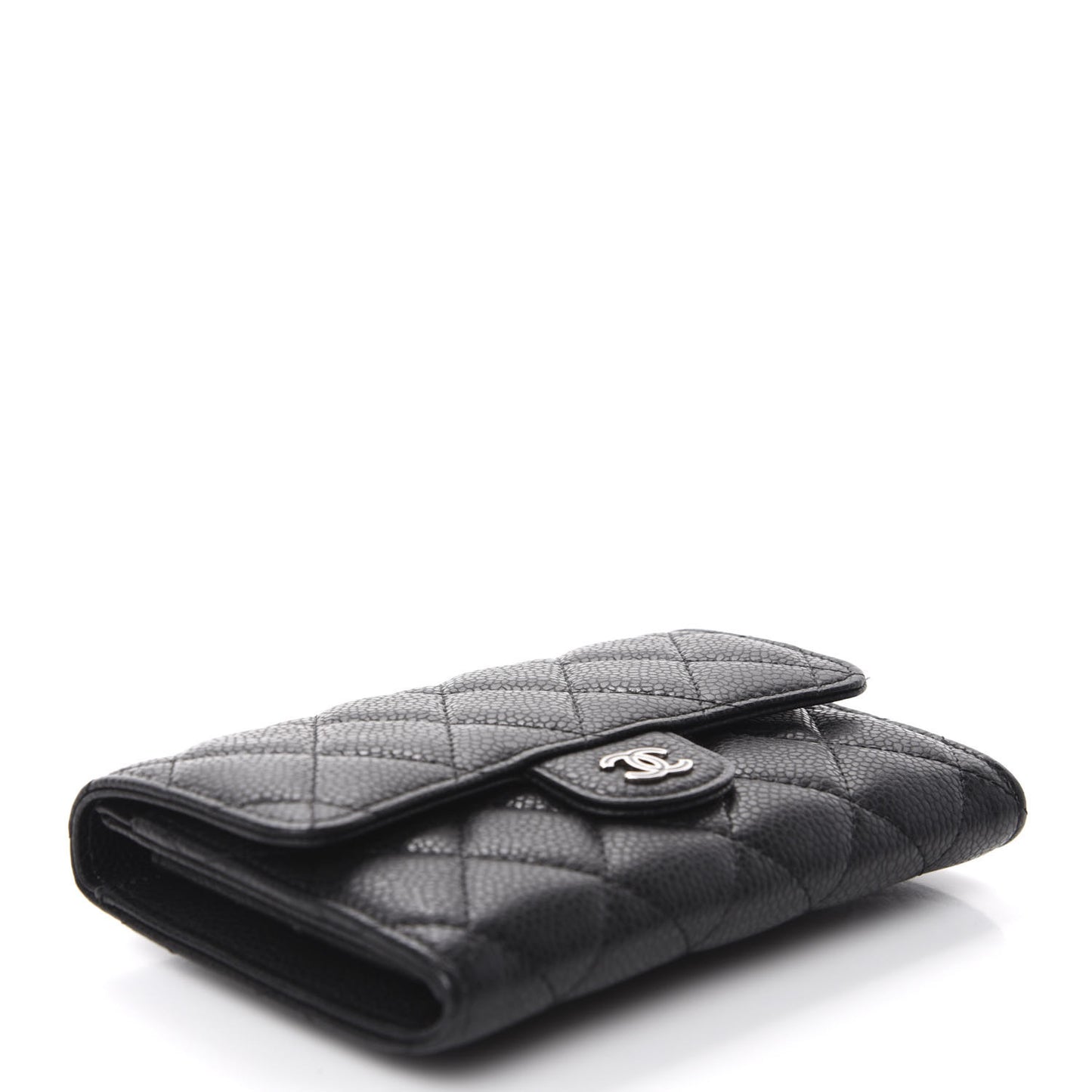 Caviar Quilted Small Flap Wallet Black