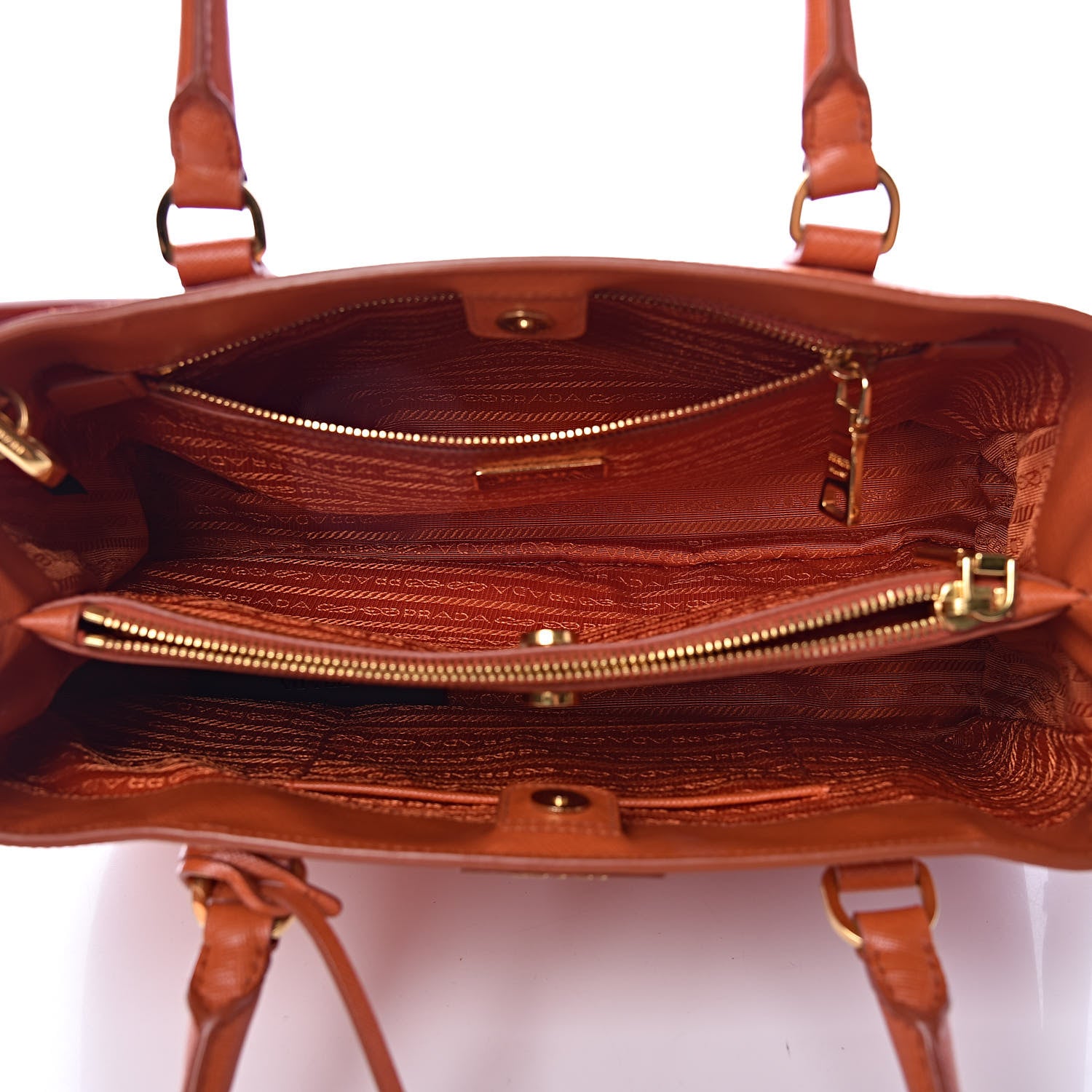 Prada Saffiano Lux Small Tote Papaya 5 of 14