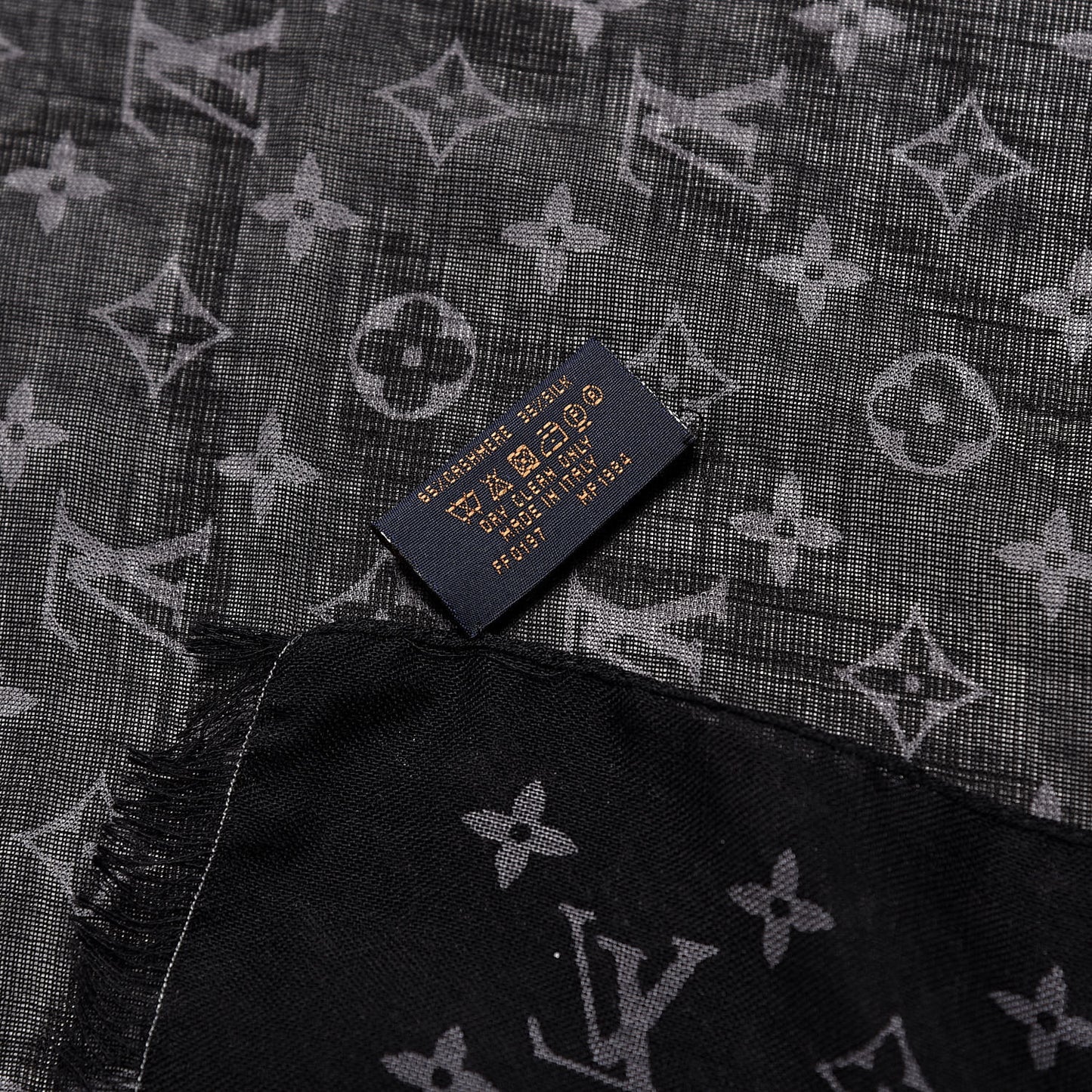 Silk Cashmere Monogram Split Stole Black