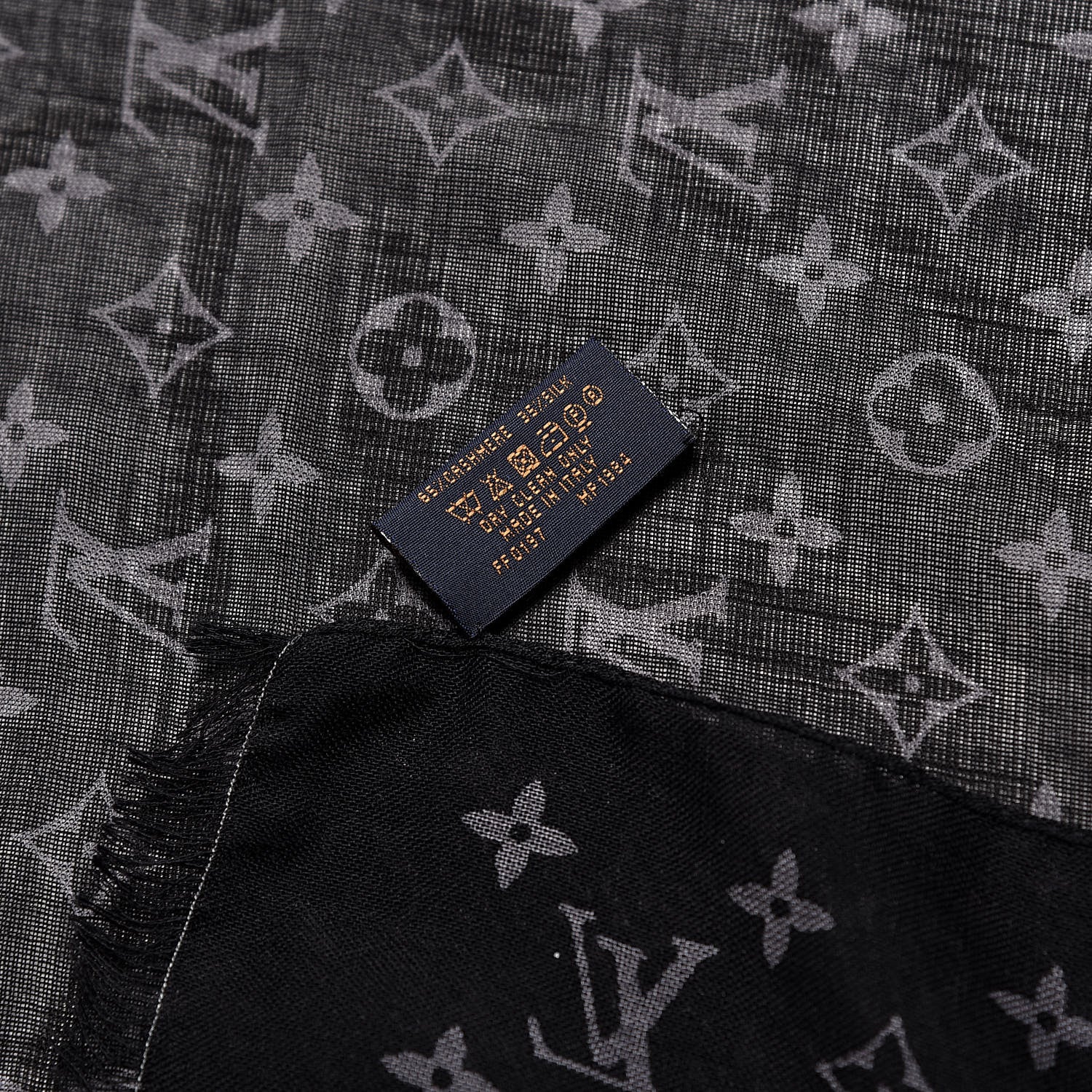 Louis Vuitton Silk Cashmere Monogram Split Stole Black 5 of 5