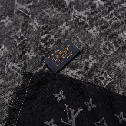 Louis Vuitton Silk Cashmere Monogram Split Stole Black 5 of 5