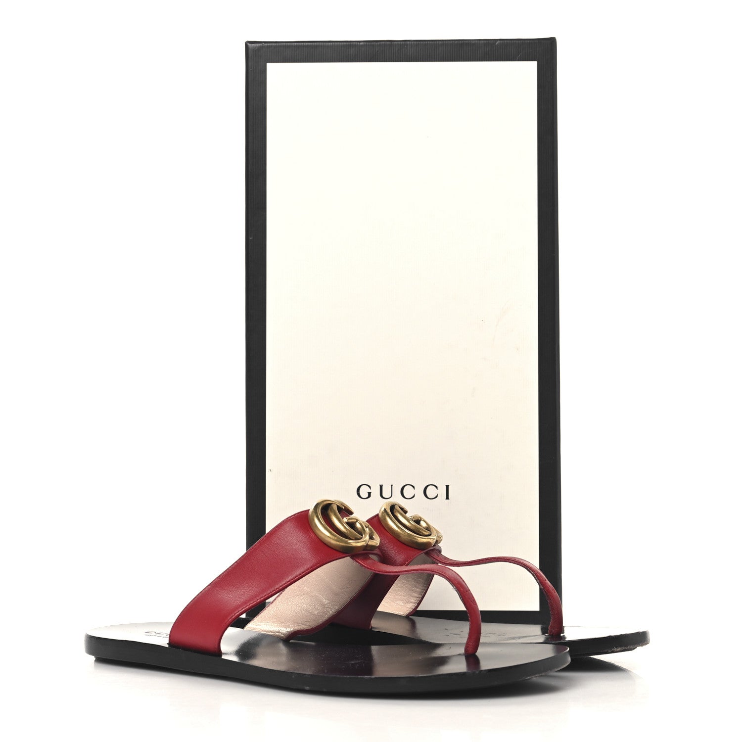 Gucci Calfskin GG Marmont Thong Sandals 36.5 Red 9 of 9