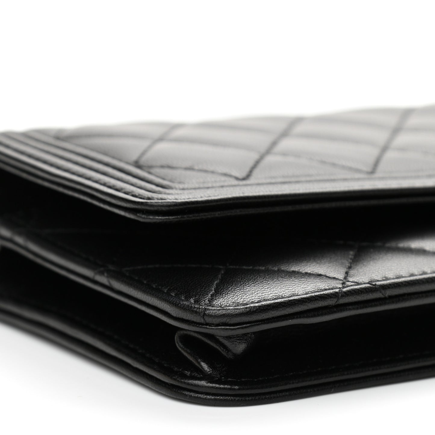 Lambskin Quilted Boy Wallet On Chain WOC Black