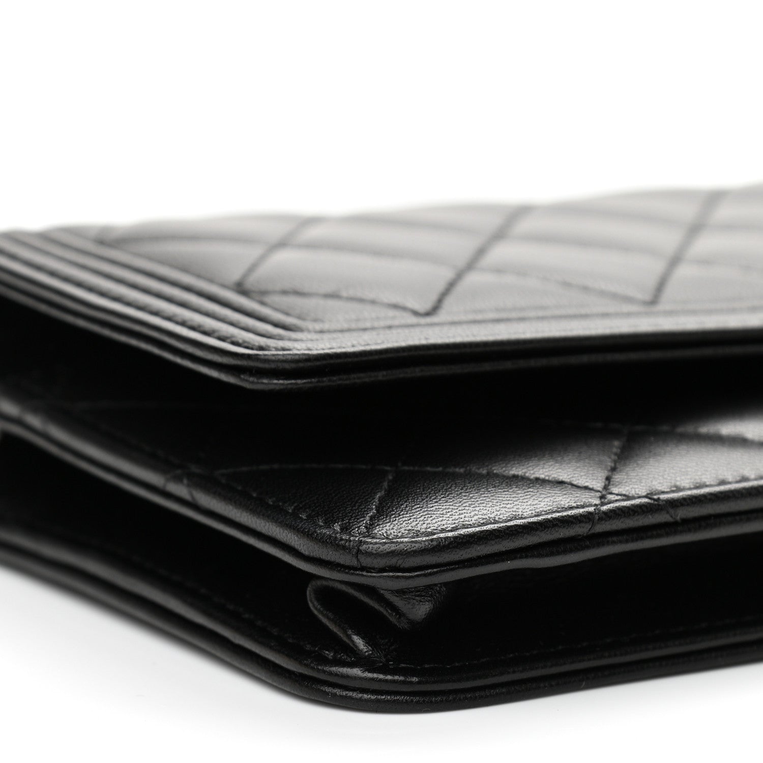 Chanel Lambskin Quilted Boy Wallet On Chain WOC Black 10 of 12