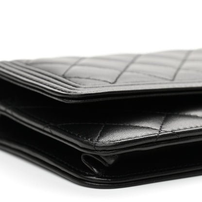 Chanel Lambskin Quilted Boy Wallet On Chain WOC Black 10 of 12
