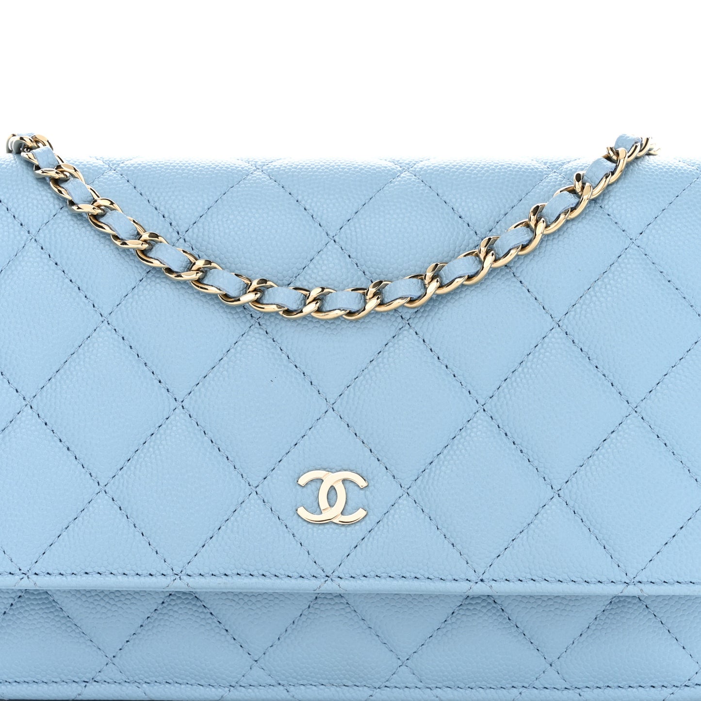 Caviar Quilted Wallet On Chain WOC Blue