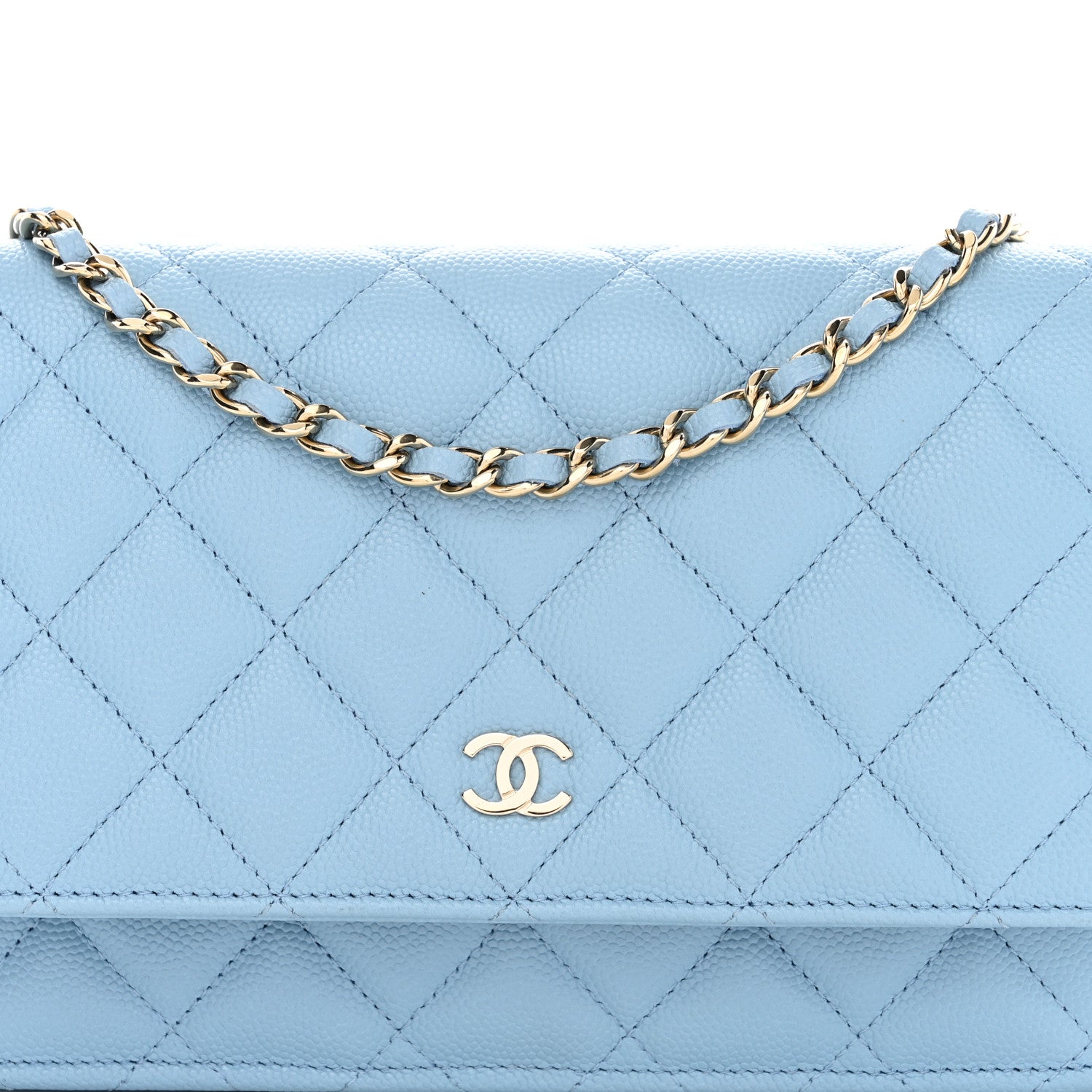 Chanel Caviar Quilted Wallet On Chain WOC Blue 9 of 12
