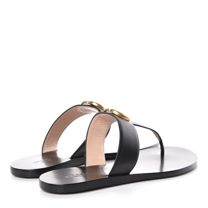 Gucci Calfskin Double G Thong Sandals 38 Black 4 of 9