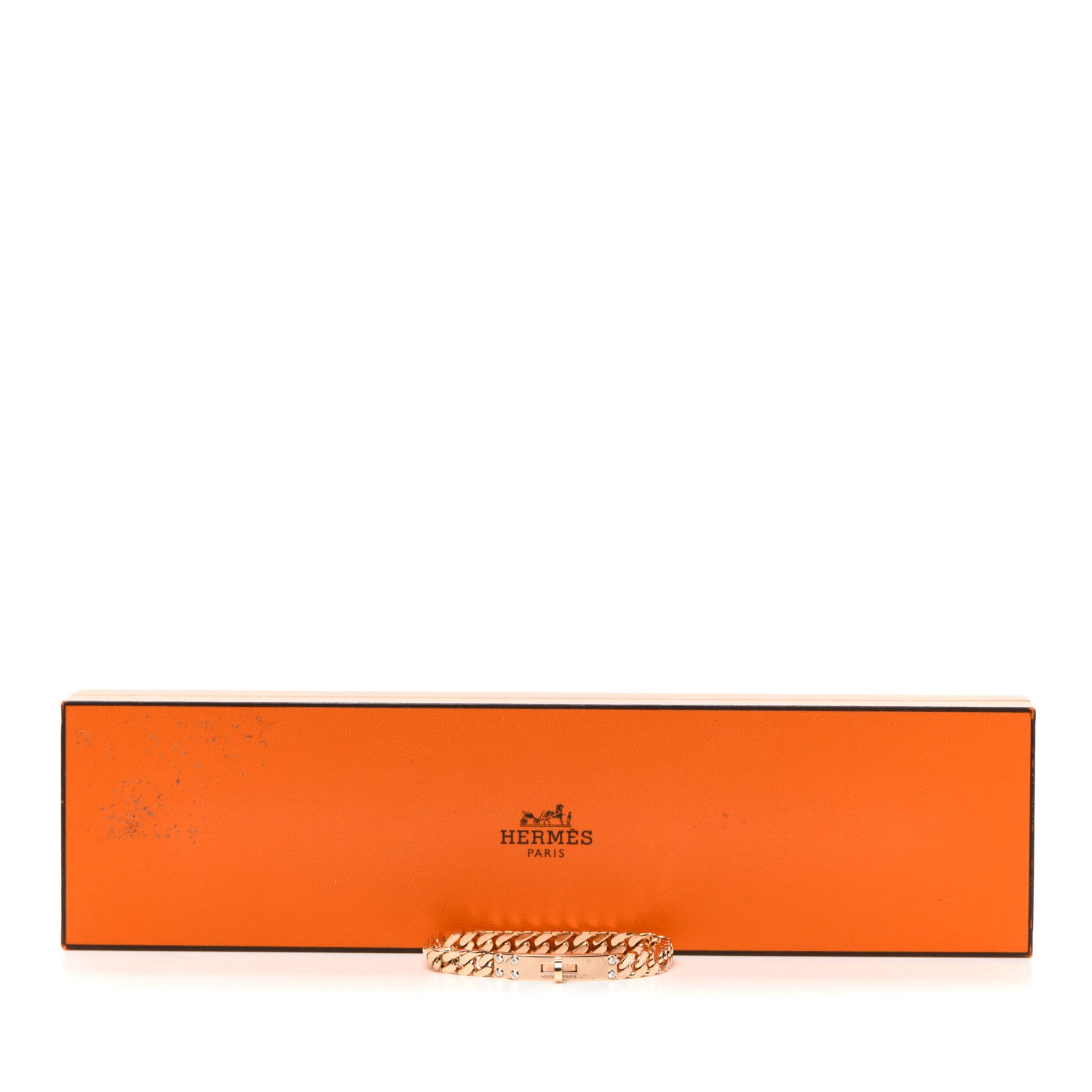 Hermes 18K Rose Gold Diamond PM Kelly Chaine Bracelet ST 5 of 5