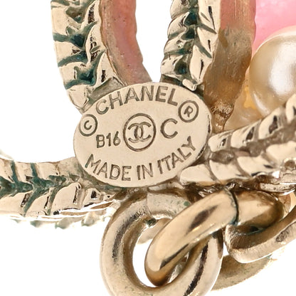 Chanel Pearl Resin CC Flower Drop Earrings 4 of 8