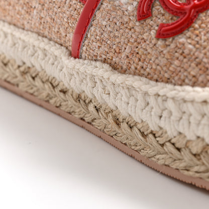 Chanel Fabric Patent Calfskin CC Espadrilles 38 Pink Red 13 of 13
