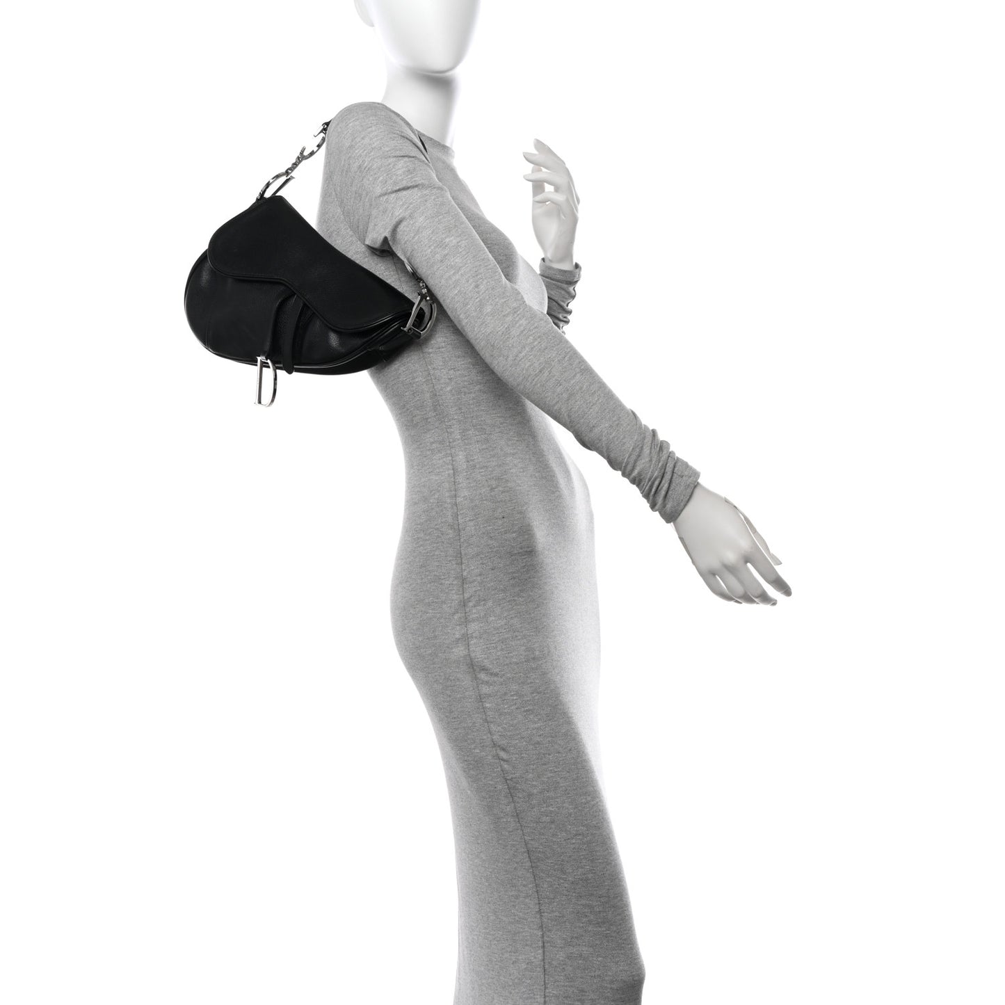 Shiny Goatskin Saddle Bag Black