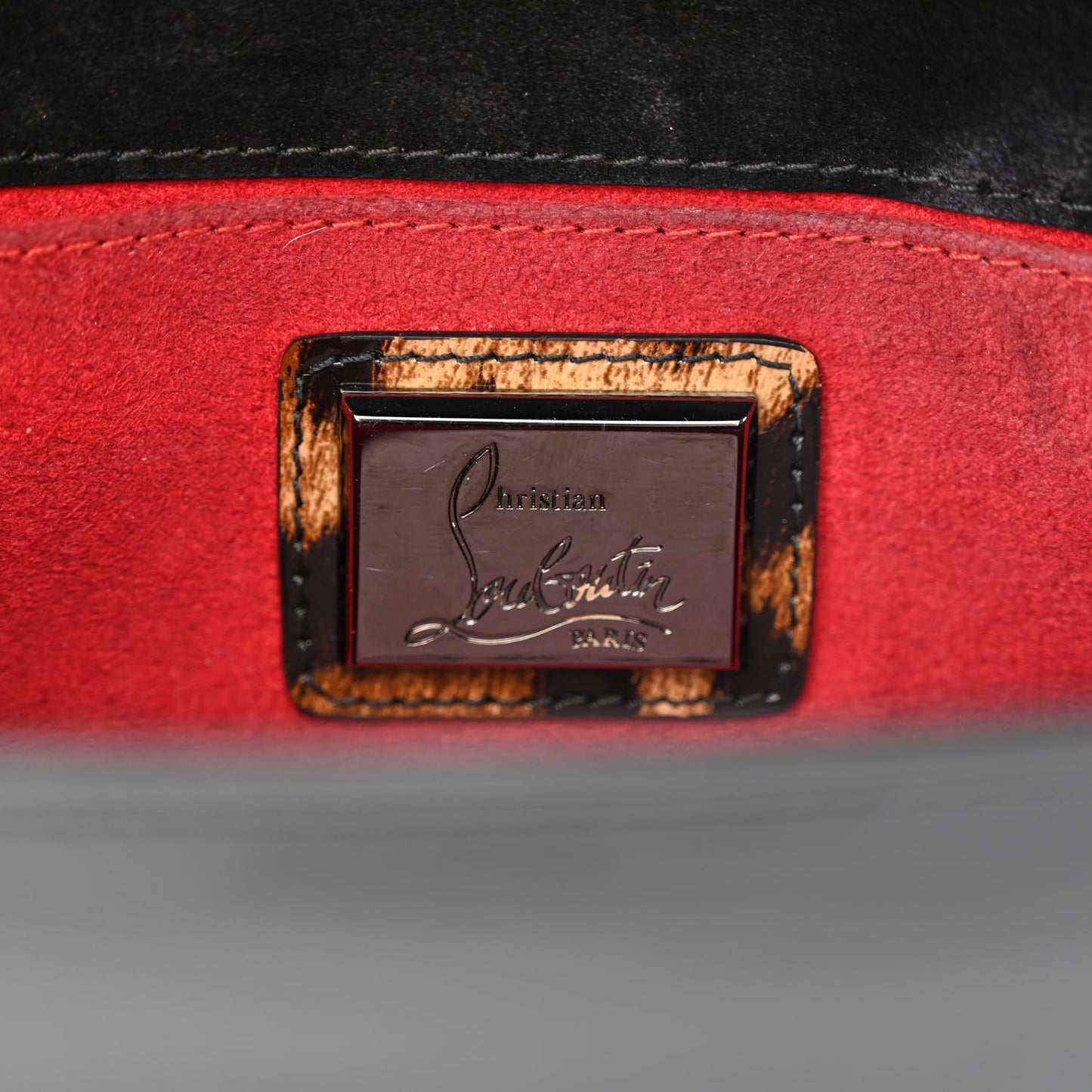 Patent Leopard Vero Dodat Clutch Brown