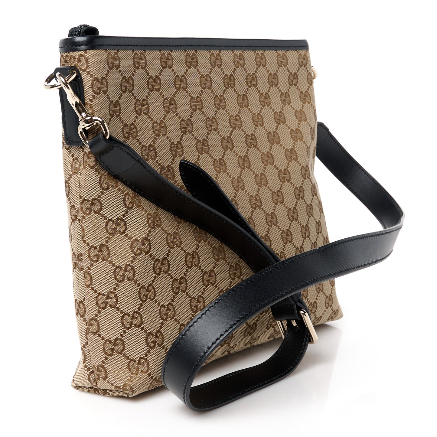 GG Monogram Web Flat Messenger Bag Black