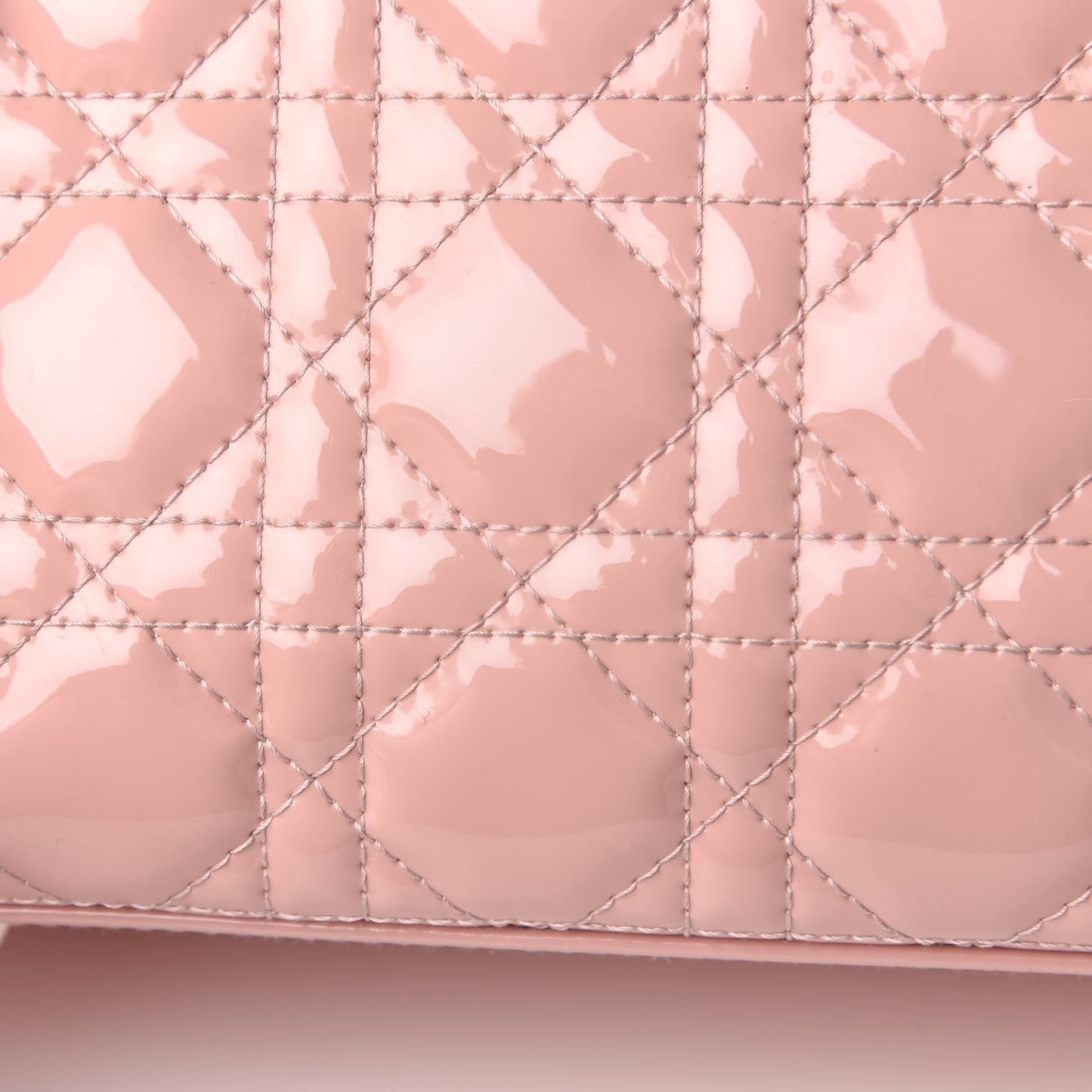 Patent Cannage Medium Lady Dior Rose Clair