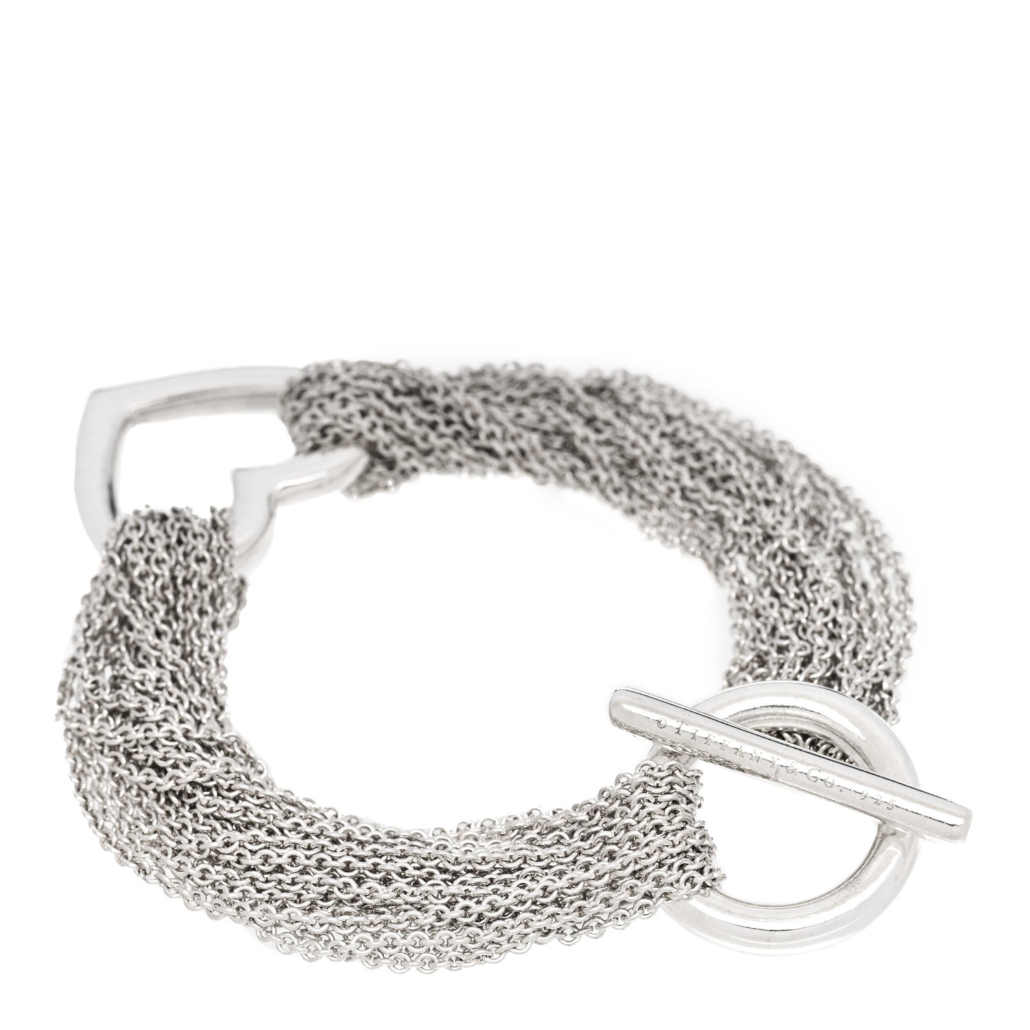 Tiffany Sterling Silver Open Heart Multi Strand Bracelet 2 of 3