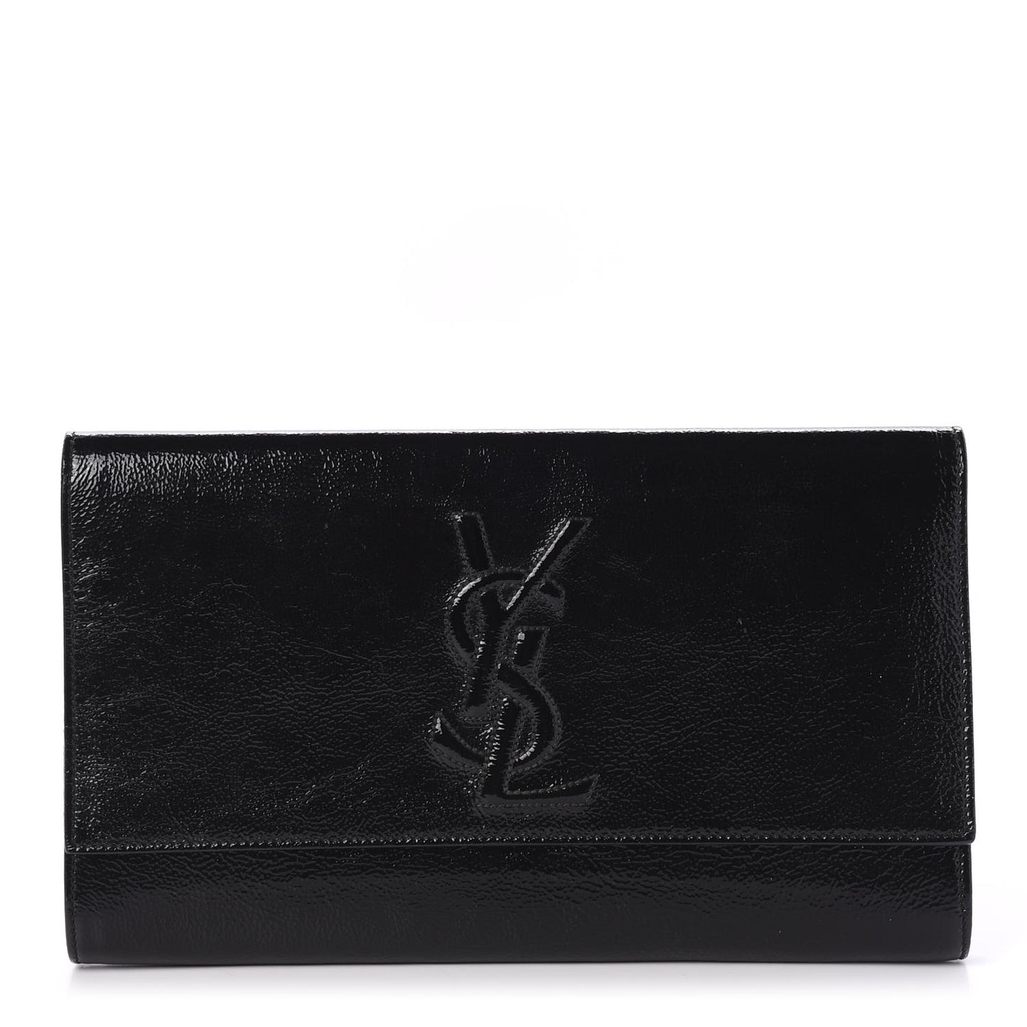 Textured Patent Monogram Large Belle De Jour Clutch Black