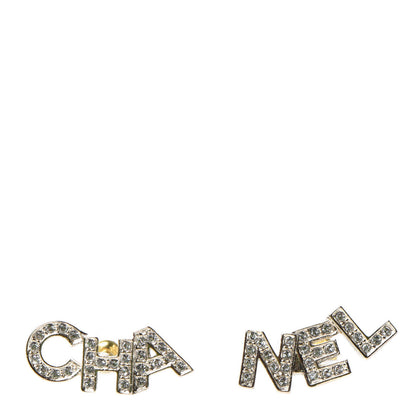 Chanel Crystal Pearl Signature Stud Earrings Gold 1 of 5