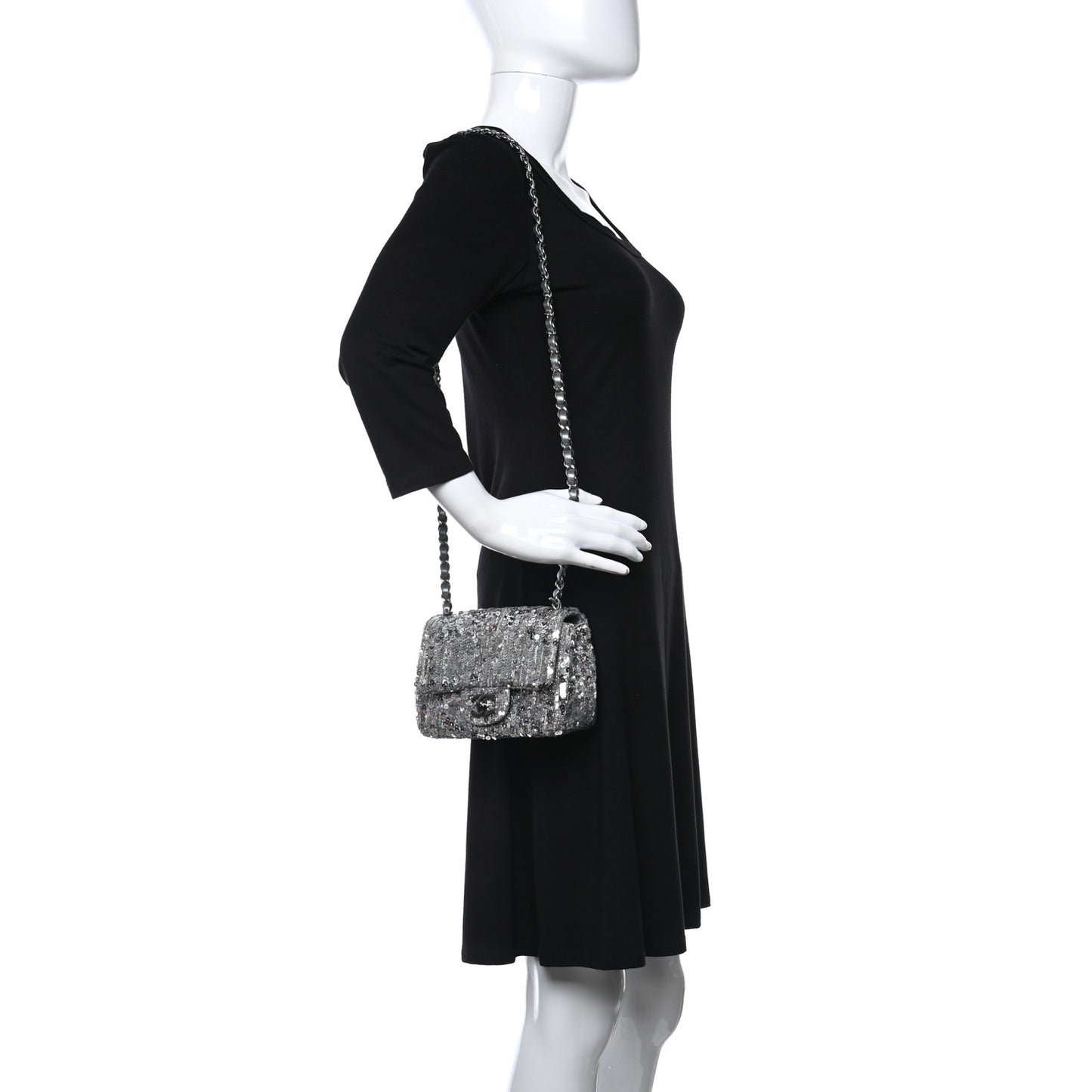 Sequin Mini Square Flap Grey