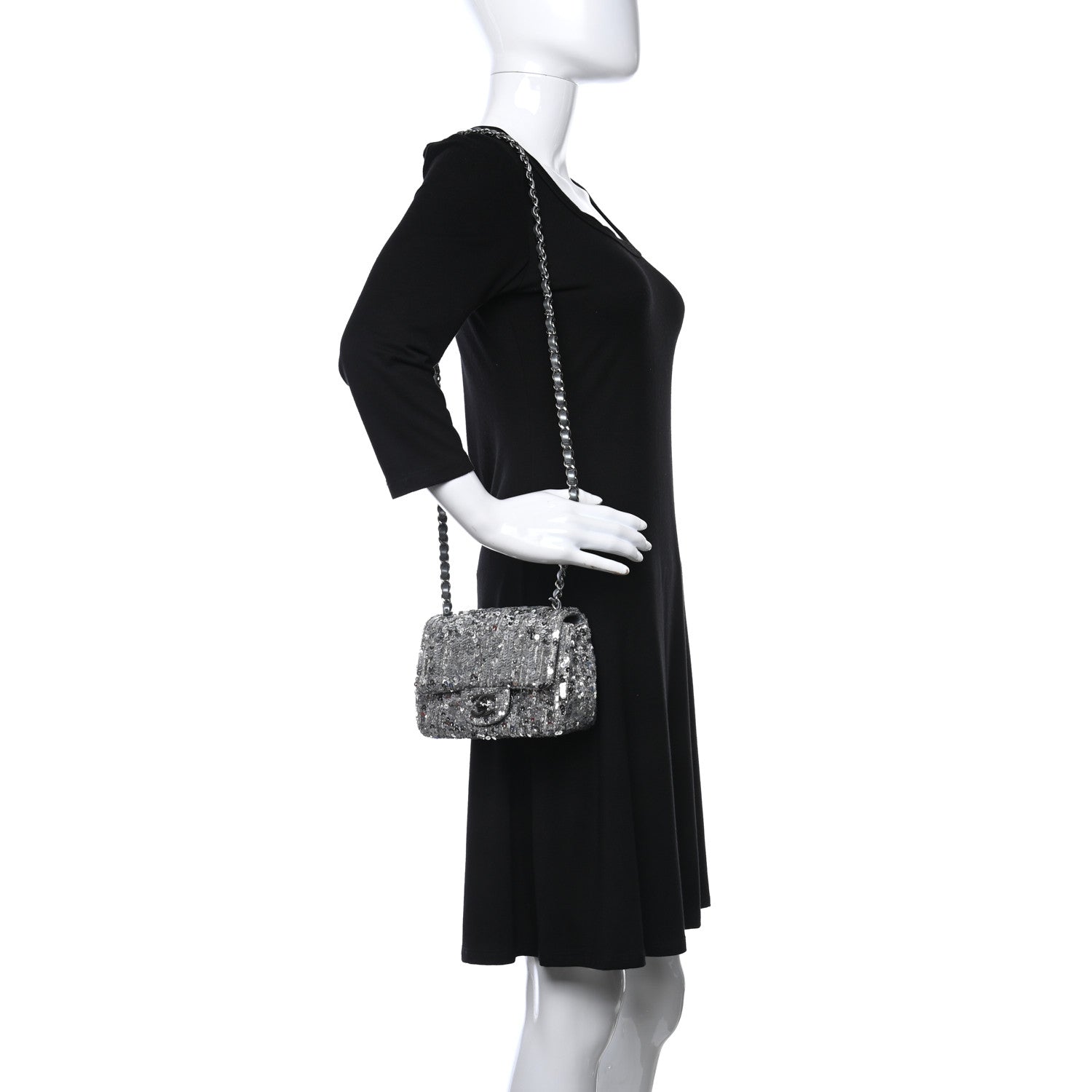 Chanel Sequin Mini Square Flap Grey 3 of 9
