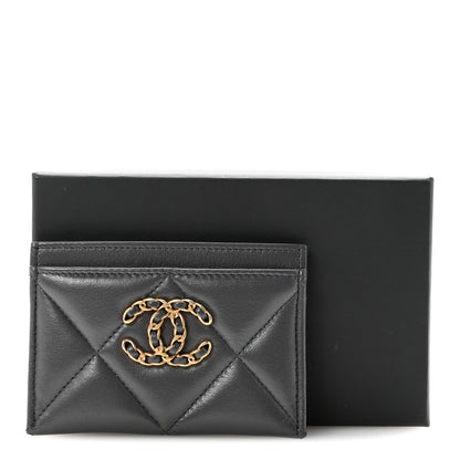 Chanel Shiny Goatskin Quilted Chanel 19 Card Holder Dark Grey 9 of 9